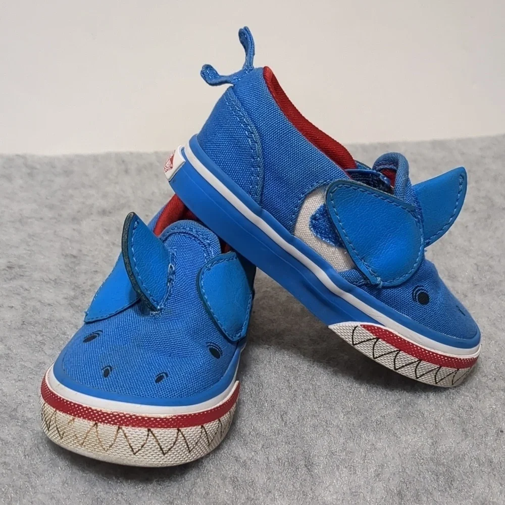 Vans kids blue shark design  size 4.5 toddler